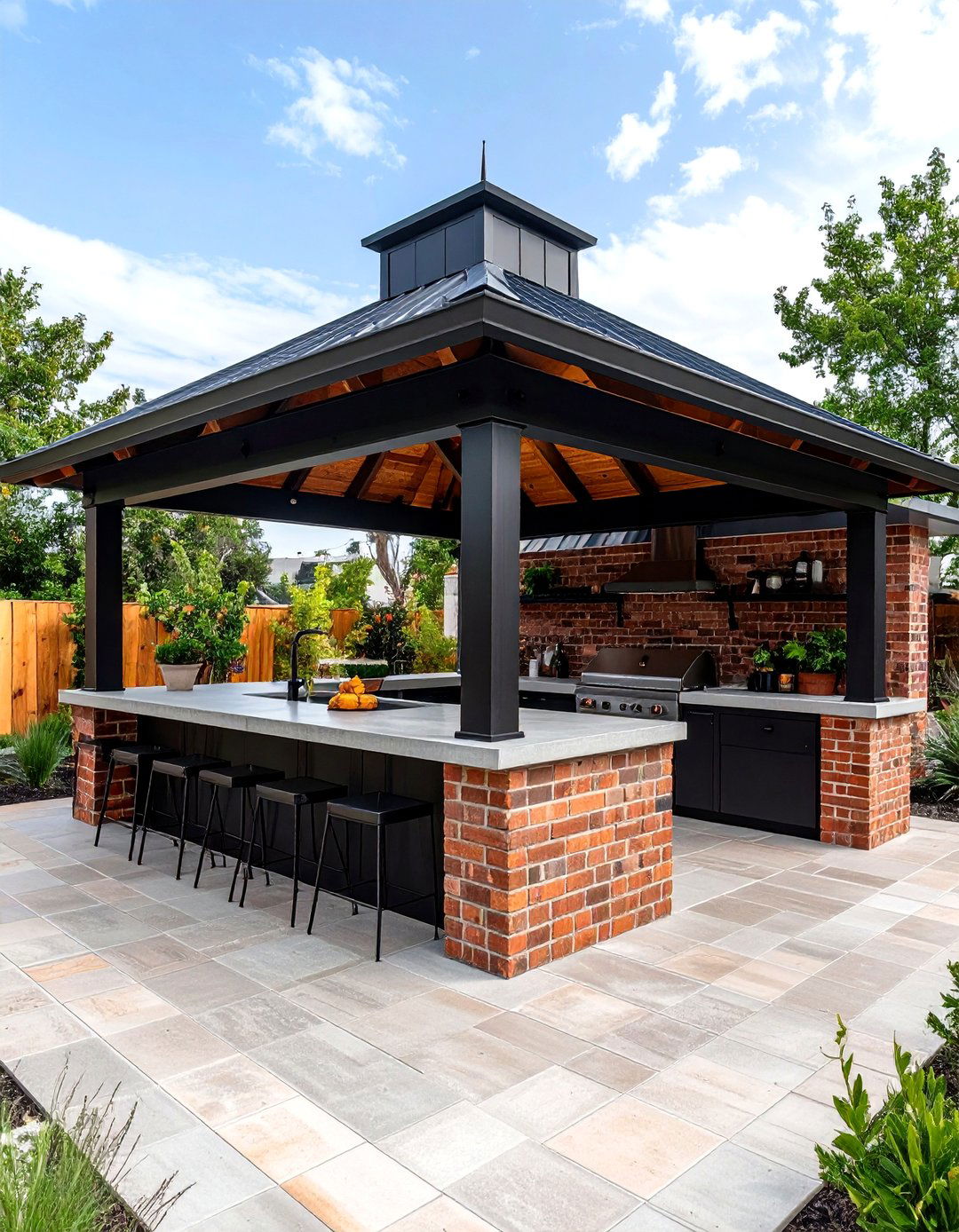 Concrete Counter Outdoor Kitchen Gazebo for Heavy Use - 25 outdoor kitchen with a gazebo ideas