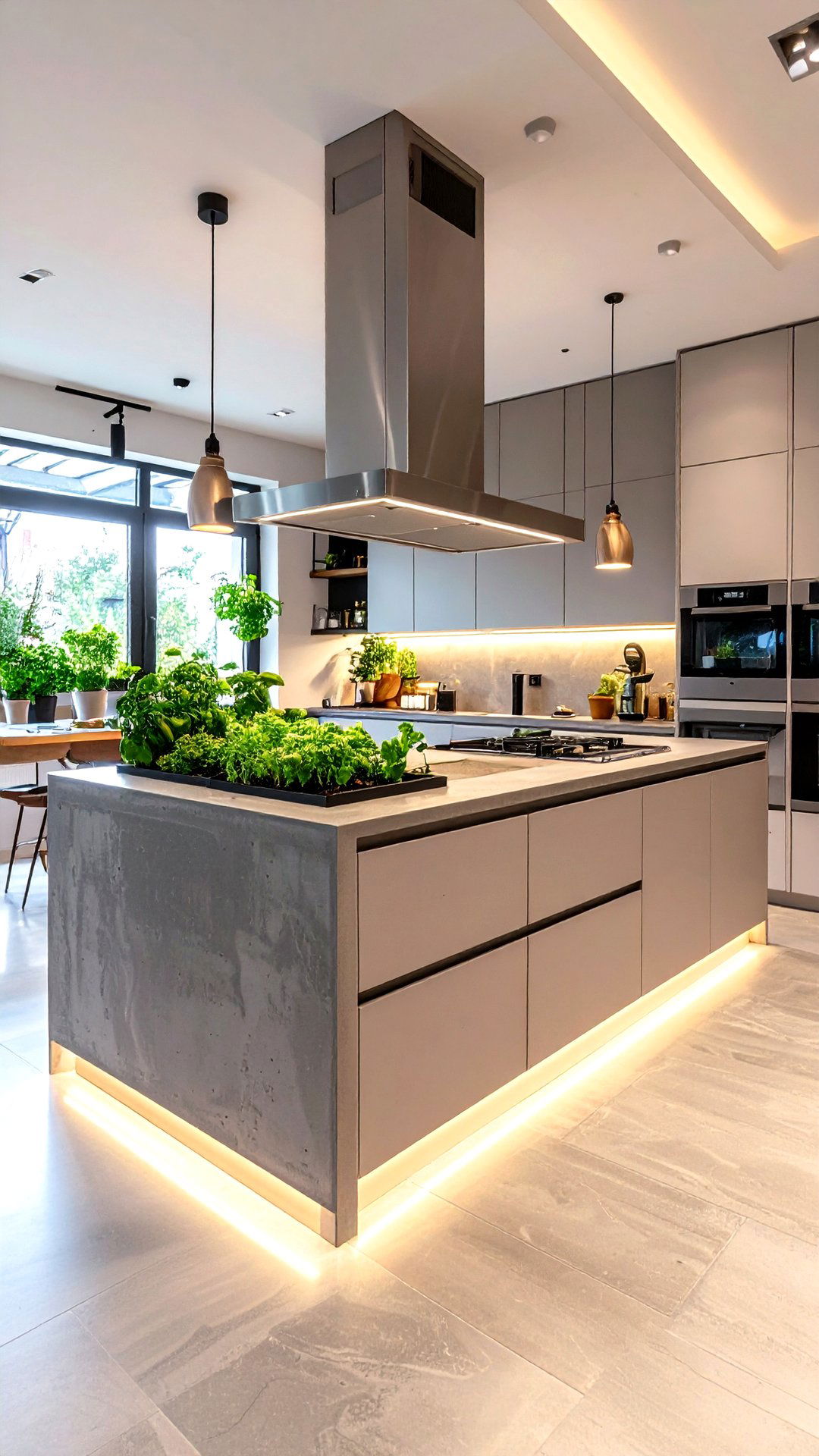 Concrete Countertop with Built In Herb Planter Trough - 25 concrete countertop ideas