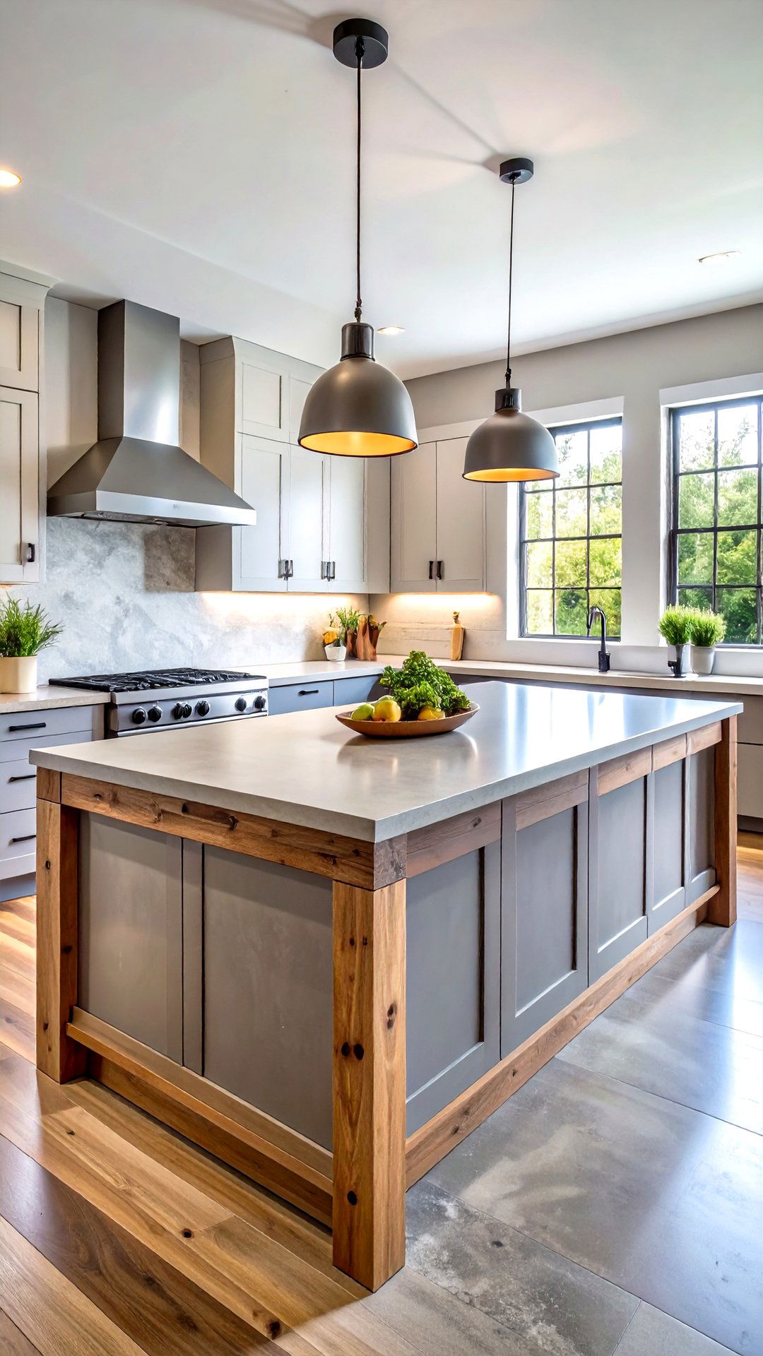 Concrete Countertop with Live Edge Timber Trim - 25 concrete countertop ideas
