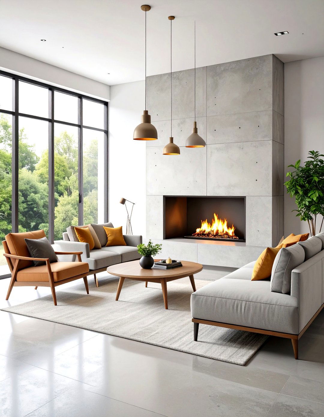Concrete Look Large Format Porcelain Fireplace Backsplash Feels Industrial - 25 fireplace backsplash ideas