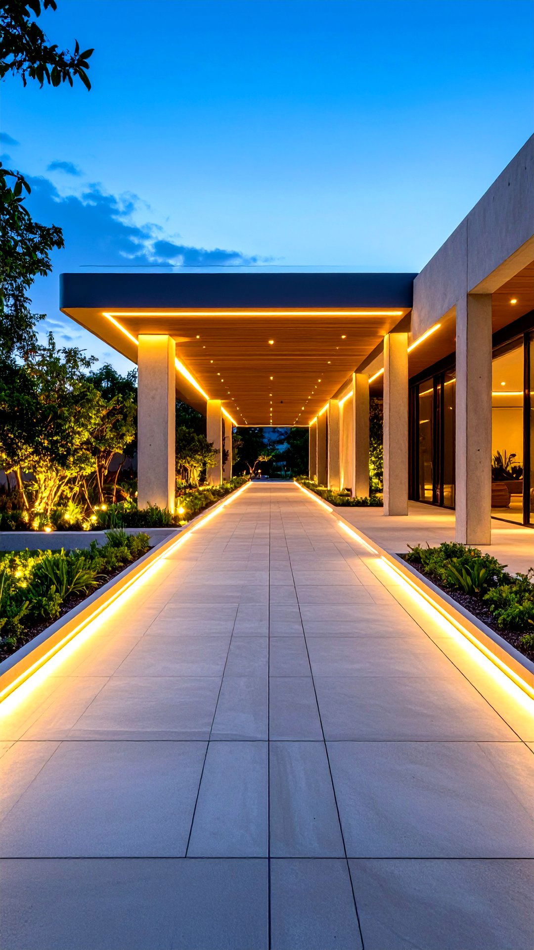 Concrete Walkway with Built In Lighting Channels - 25 concrete walkway ideas