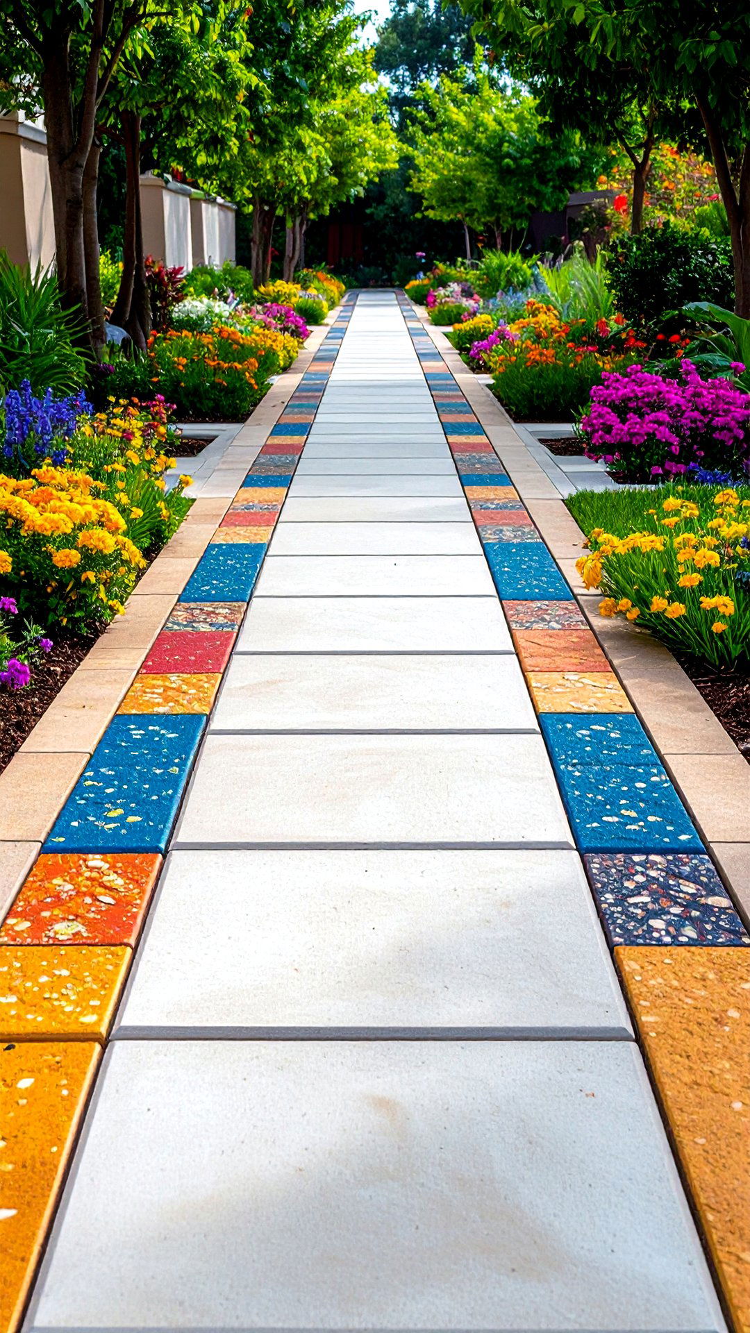 Concrete Walkway with Decorative Borders - 25 concrete walkway ideas