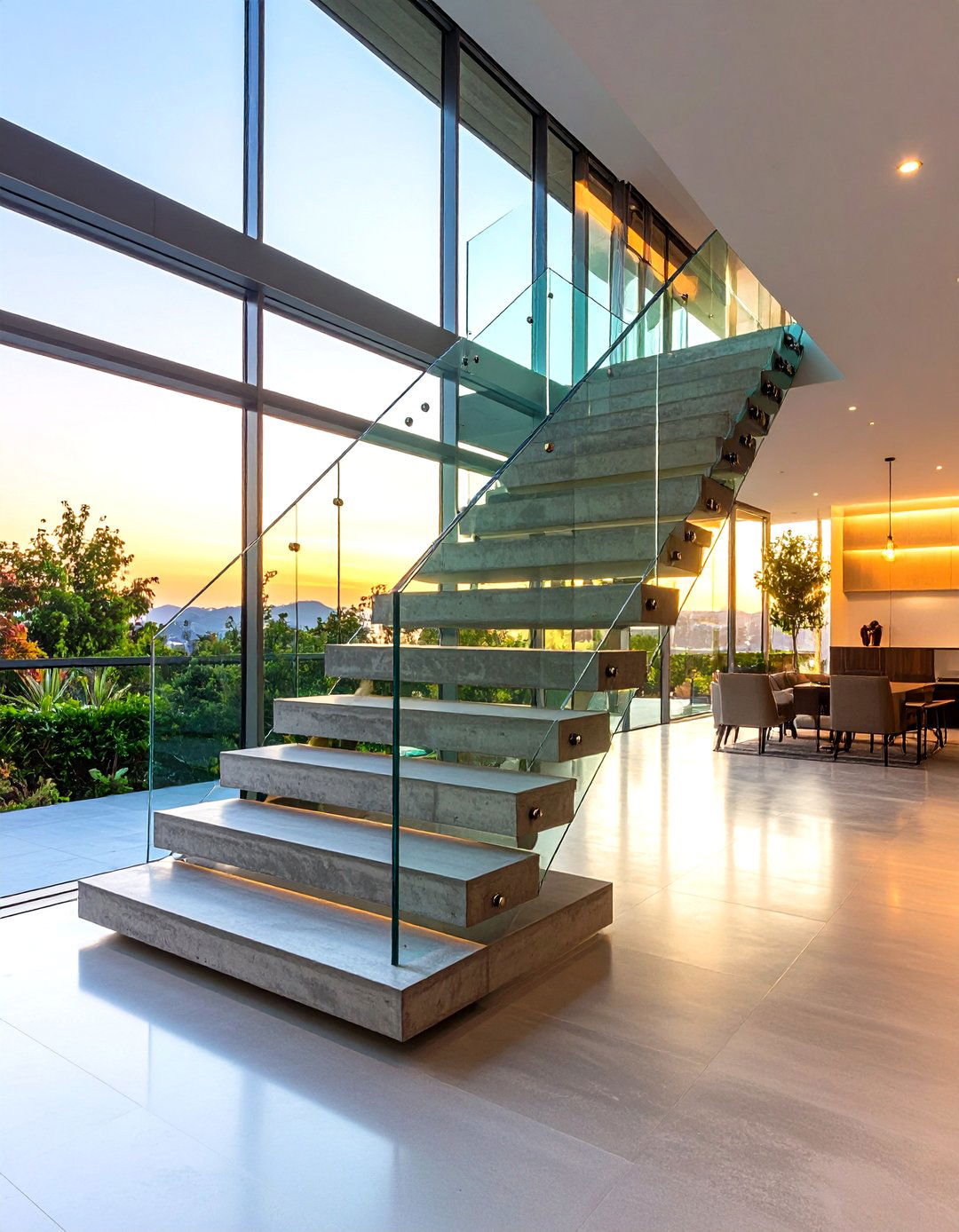 Concrete and Glass Hybrid Landing - 25 open staircase ideas