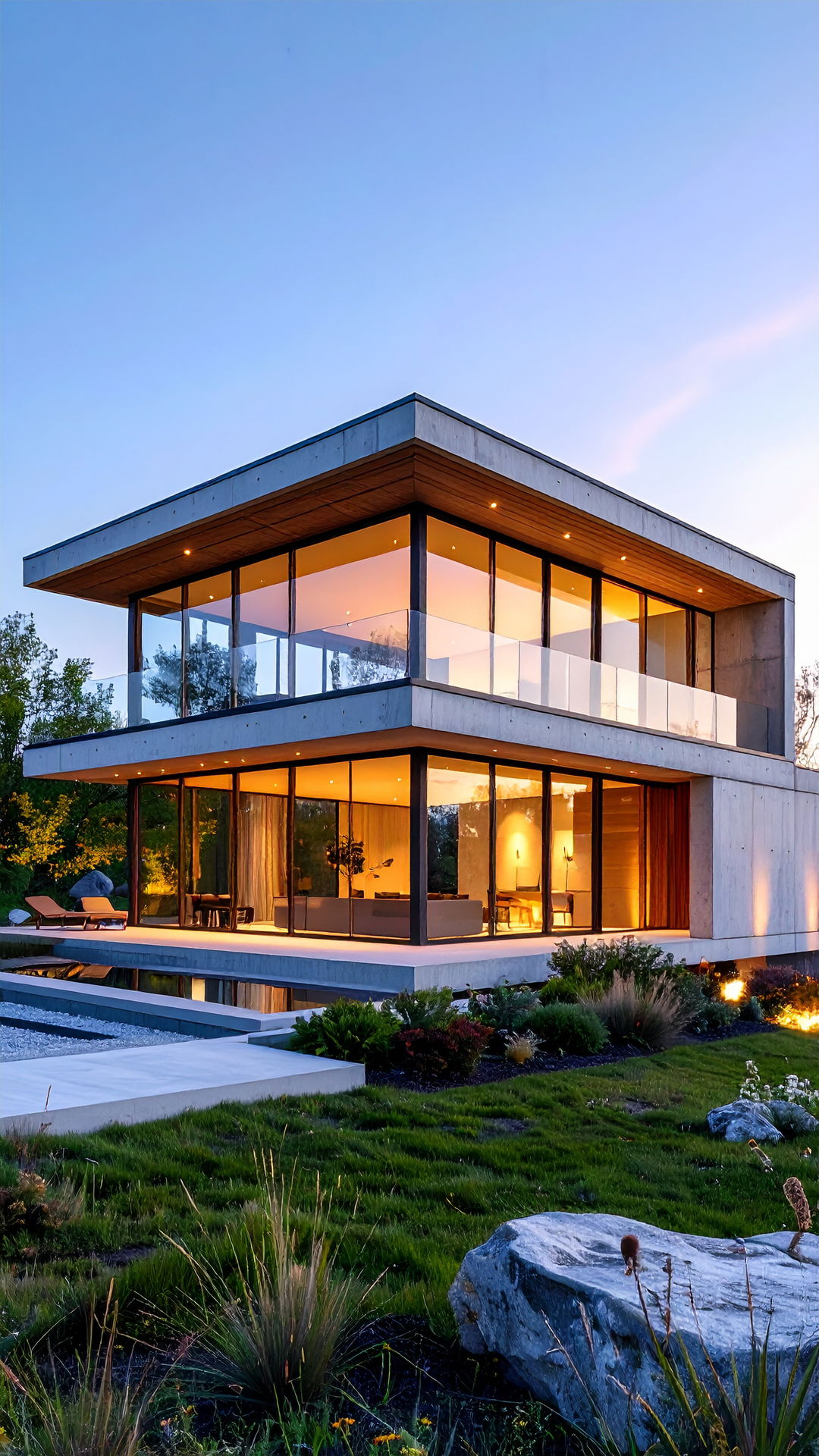 Concrete and Glass Pavilion - 25 minimalist house exterior ideas