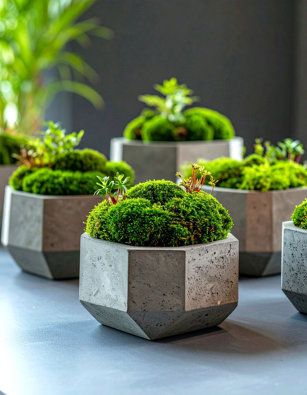 Concrete and Moss Modern Centerpiece - 25 non-floral wedding centerpiece ideas