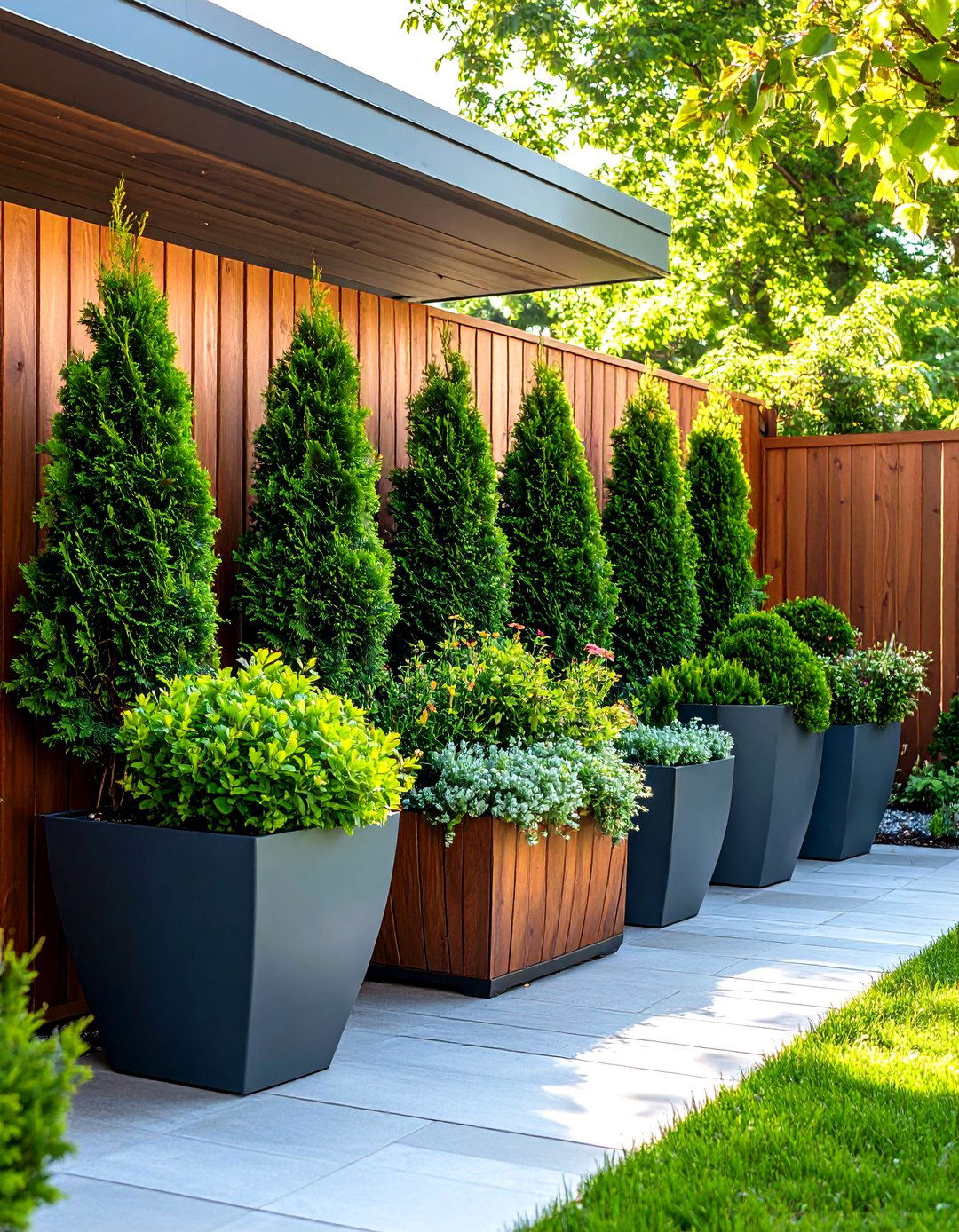 Container Hedge Privacy Screen - 25 outdoor privacy screen ideas