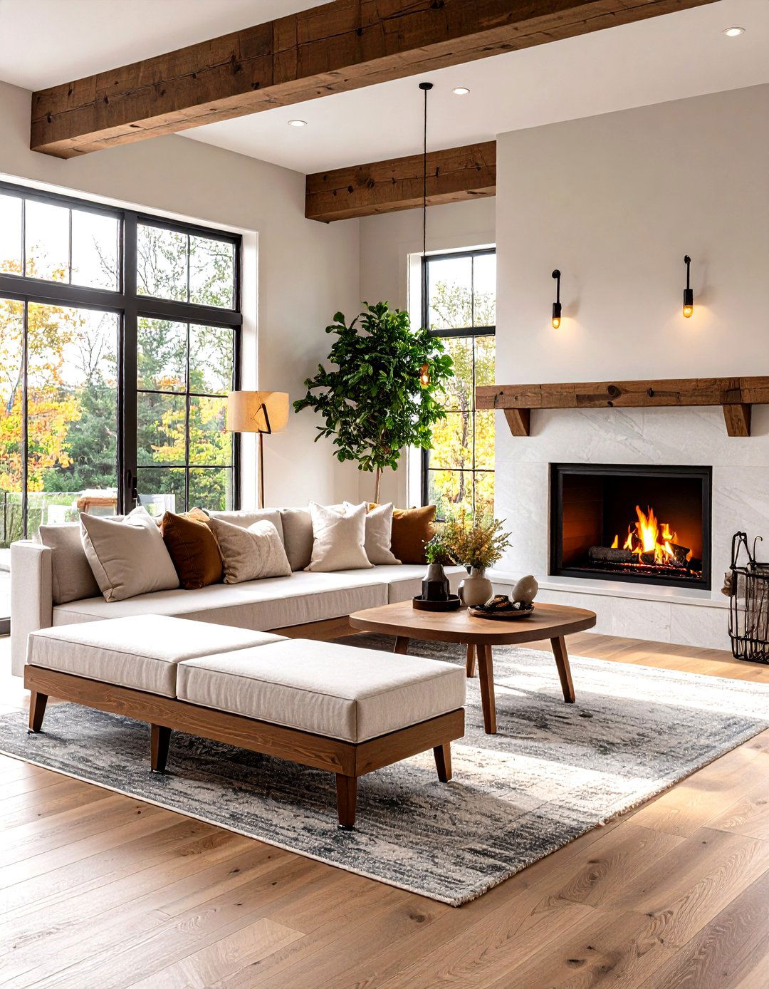 Convertible Dining Nook Bench Pulling Up to Fireside Table - 25 fireplace bench ideas