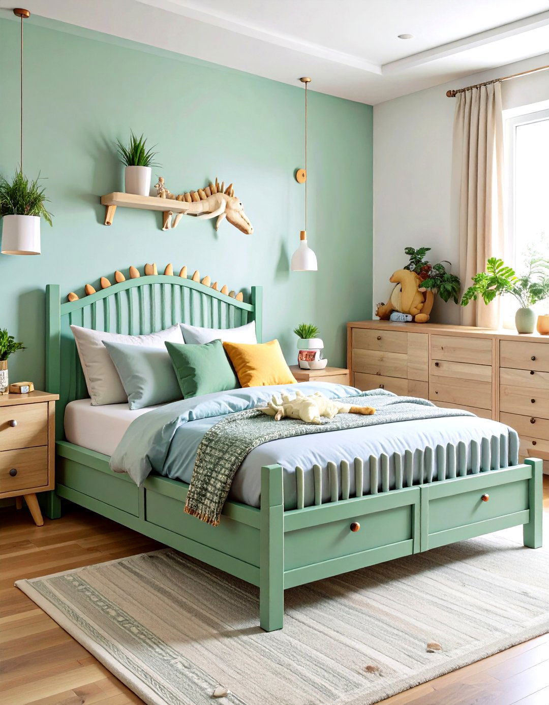 Convertible Dino Bed Frame That Grows - 25 dinosaur-themed kids' room ideas