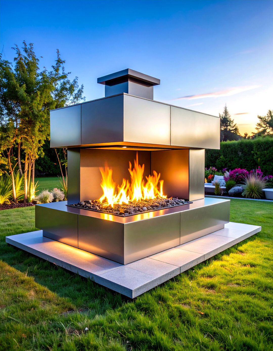 Convertible Fire Table Doubles as Dining Surface - 25 outdoor fireplace ideas