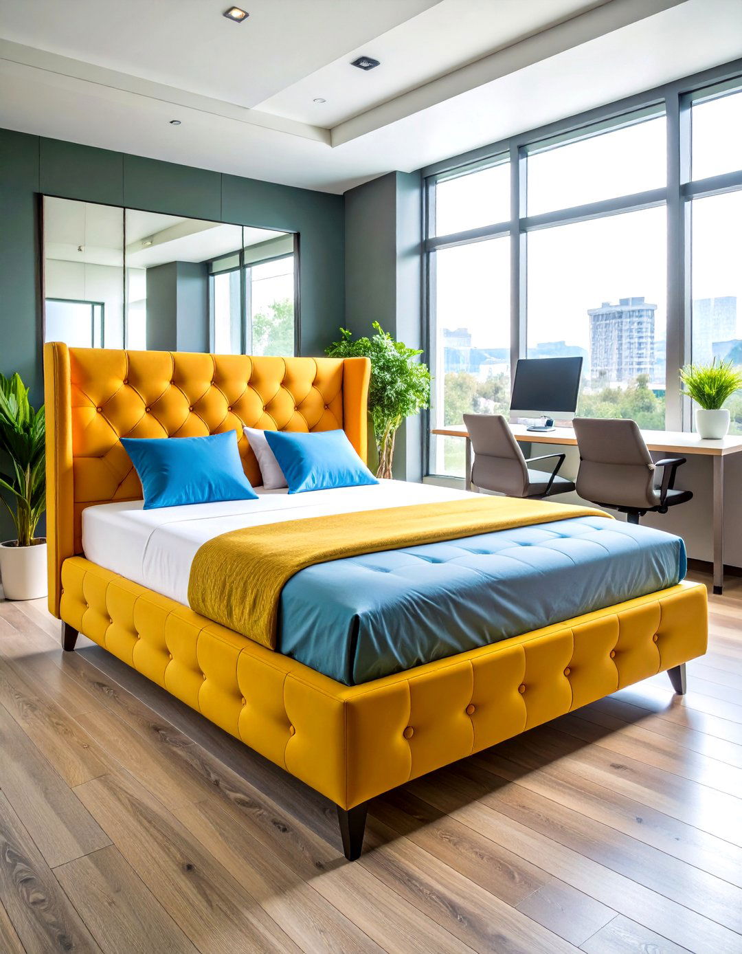 Convertible Ottoman Bed Surprises in the Office Guest Room - 25 office guest room ideas