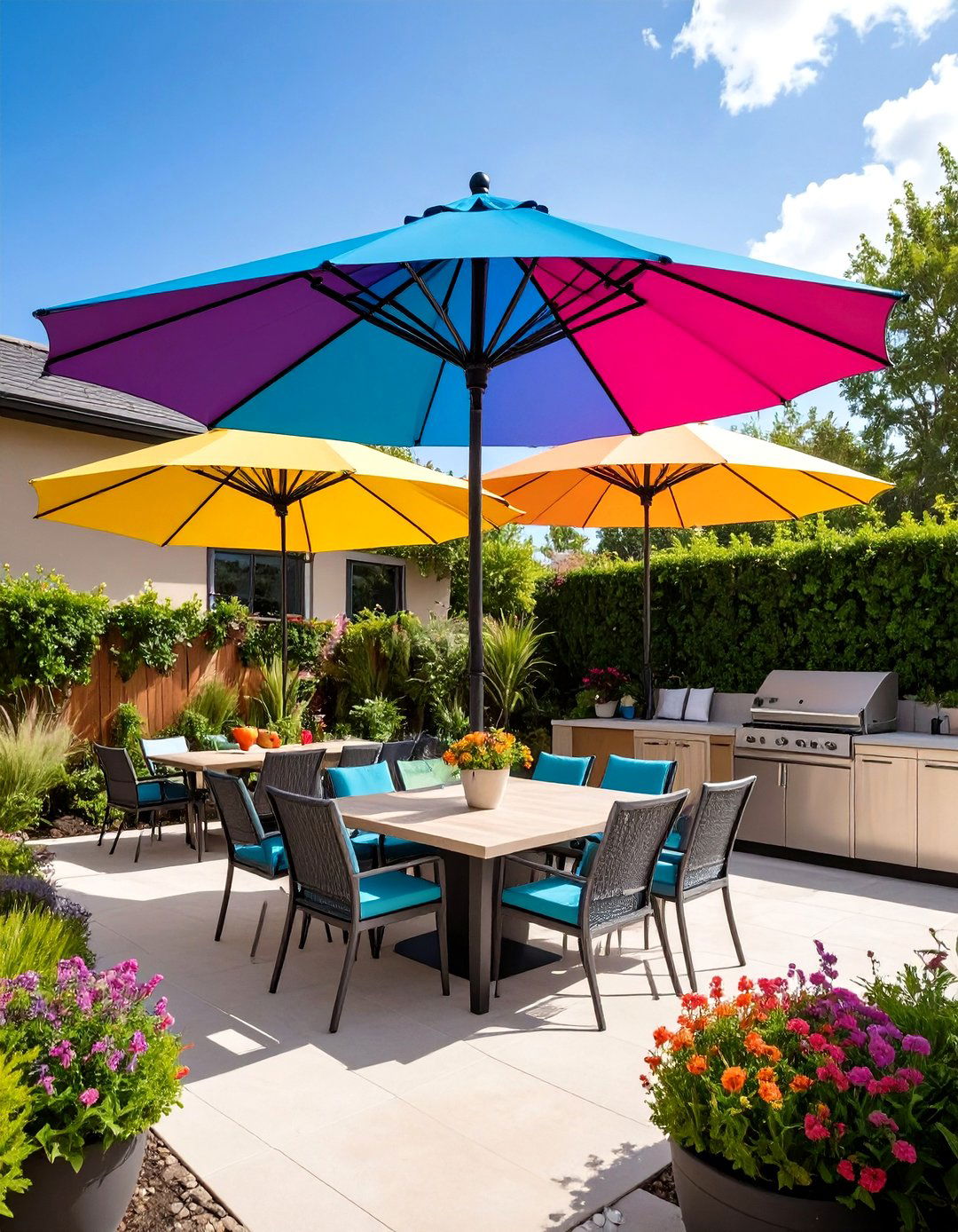 Convertible Umbrella Cluster Roof for Tight Budgets - 25 outdoor kitchen roof ideas