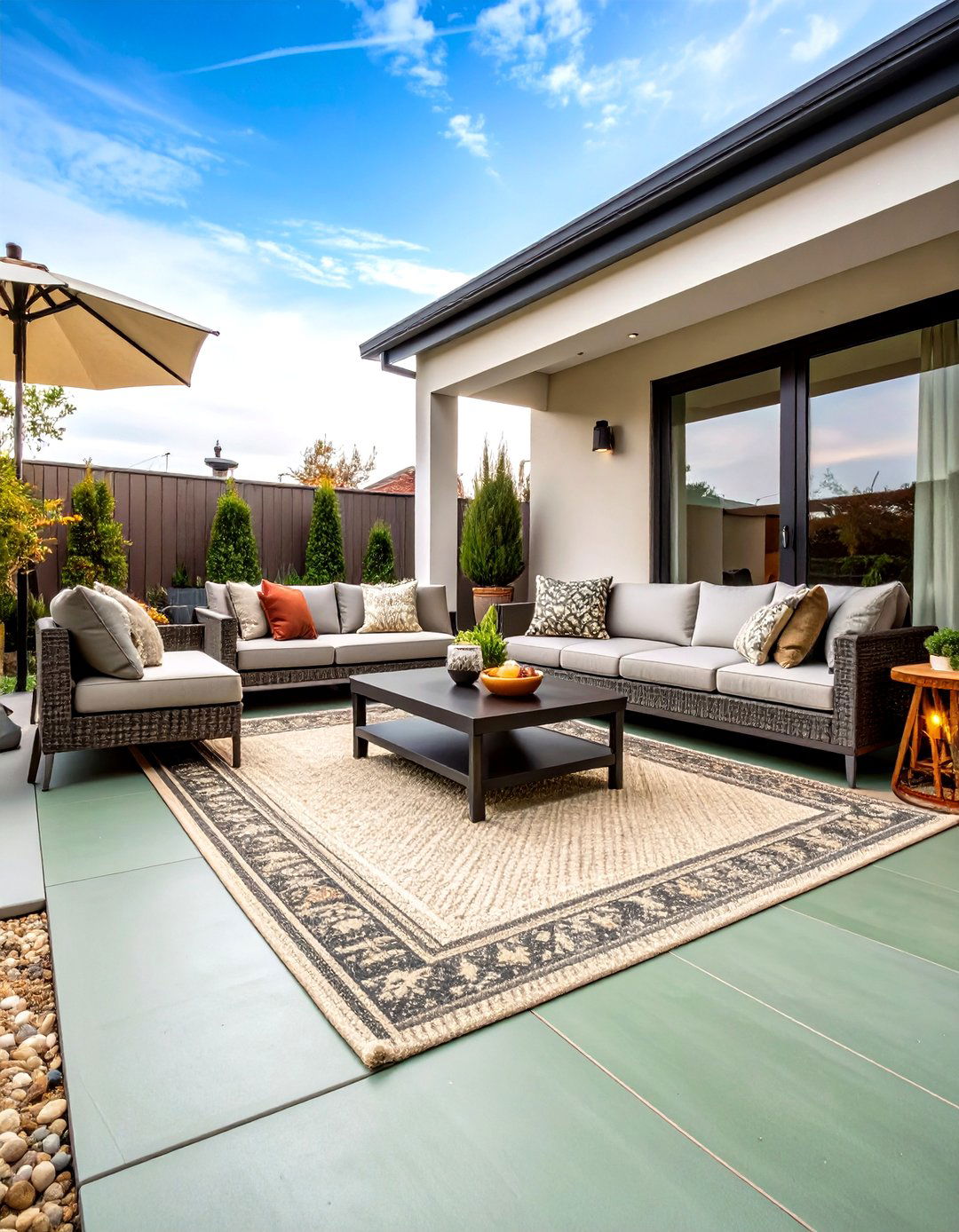 Cool Sage Green Solid Painted Concrete Patio - 25 painted concrete patio ideas