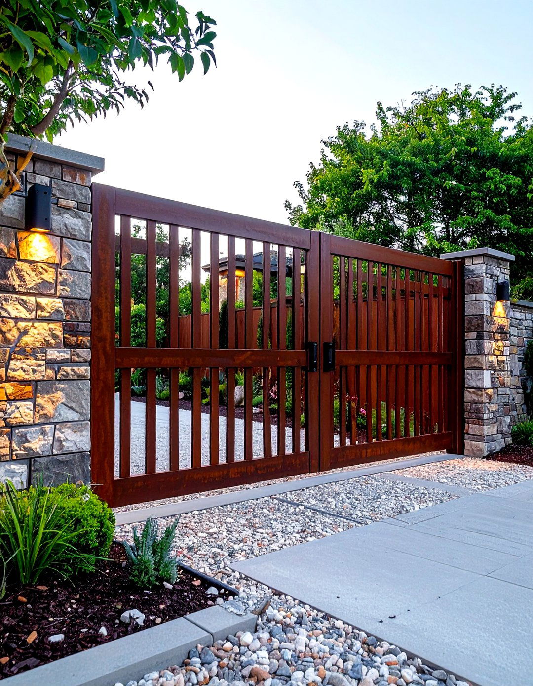 Cor Ten Steel Statement Fence Gate That Weathers to Rust - 25 Fence Gate Ideas