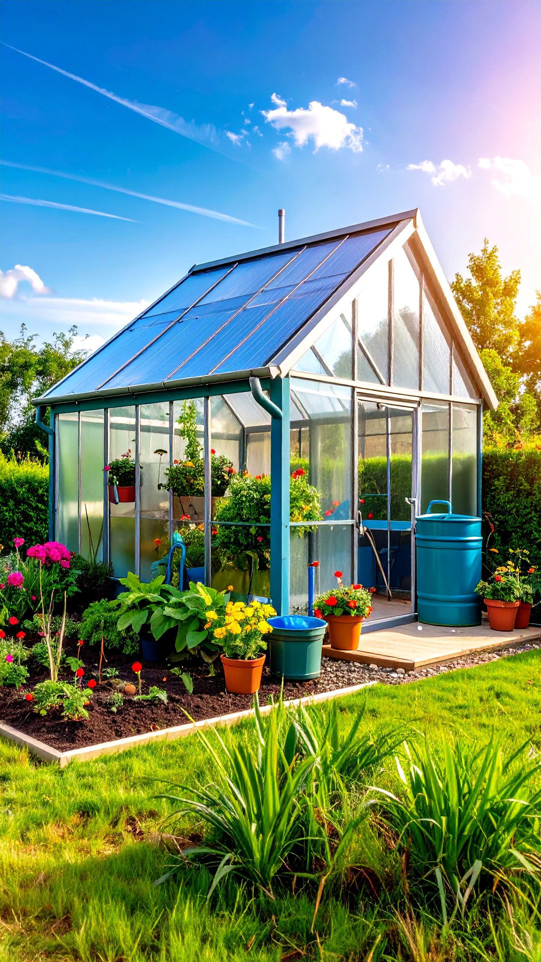 Corner Greenhouse with Built In Gutter for Rainwater Harvest - 25 corner greenhouse ideas