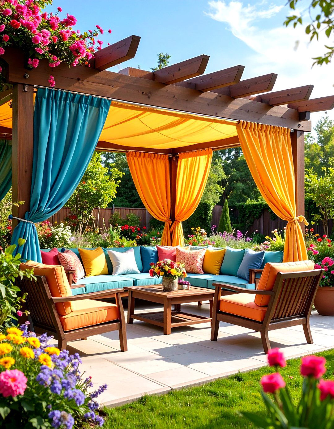Corner Link Rod Patio Curtains - 25 patio curtain ideas