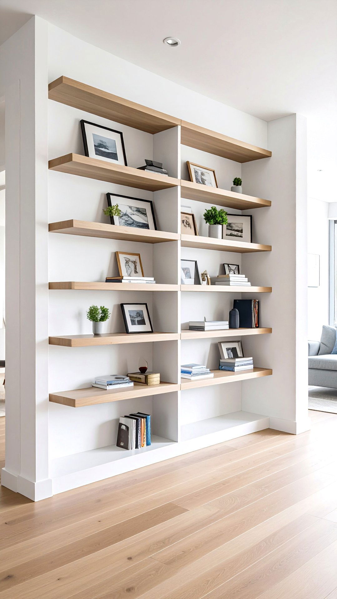 Corner Picture Ledge Shelf for Art Gallery Layers - 25 corner shelf ideas