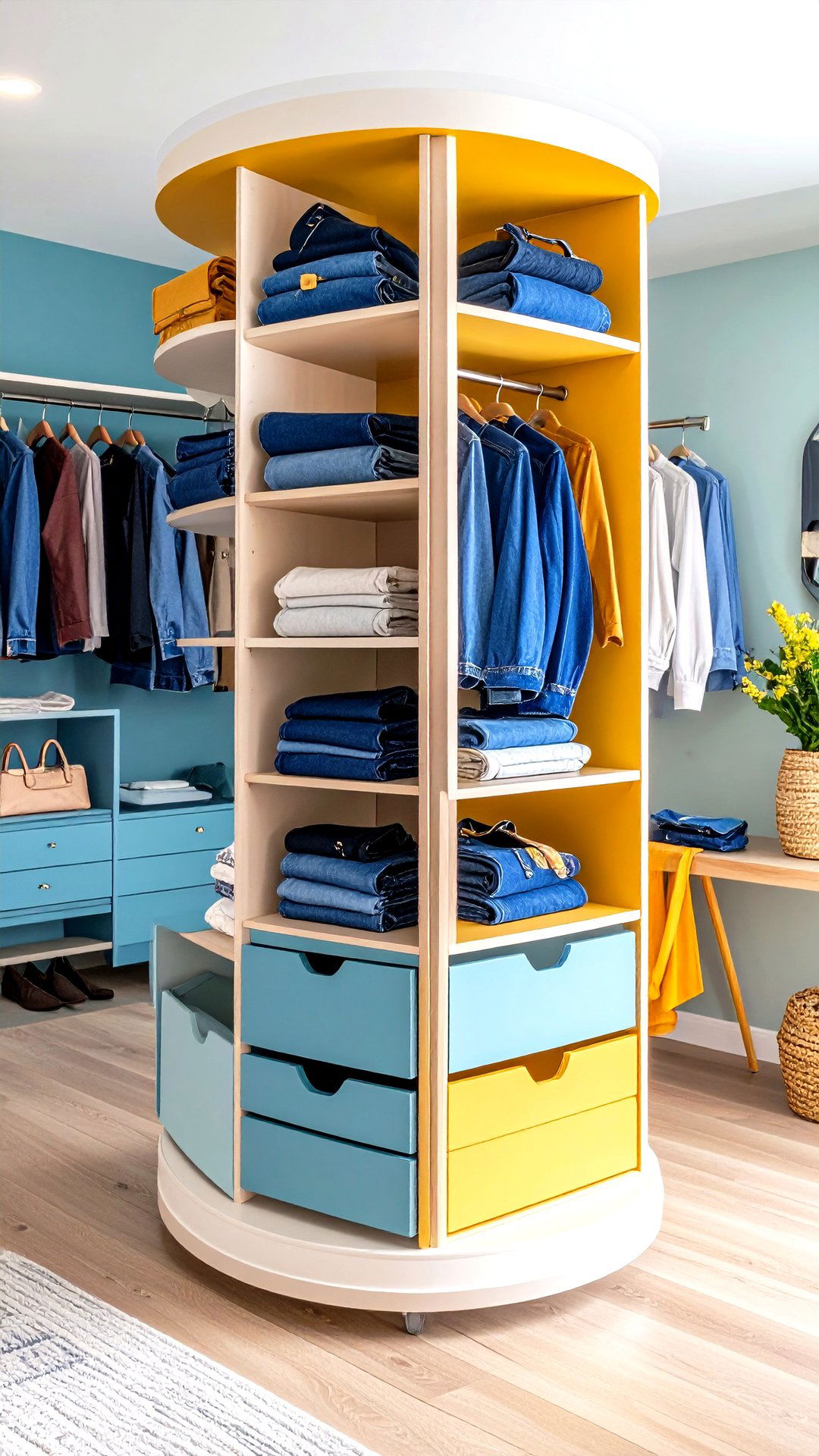 Corner Tower Clothes Storage that Spins - 25 clothes storage ideas