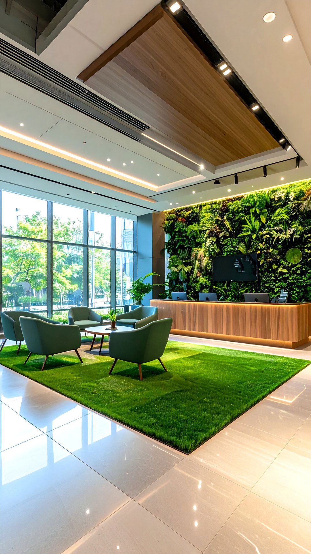 Corporate Reception Eco Grass Wall Statement - 25 artificial grass wall design ideas