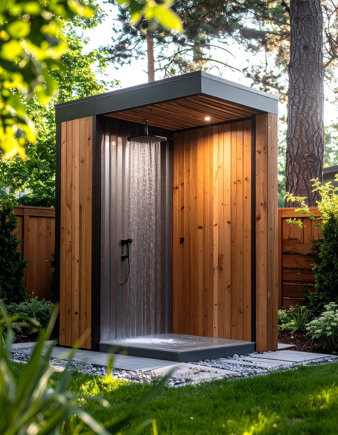 Corrugated Metal Modern Outdoor Shower - 25 outdoor shower ideas