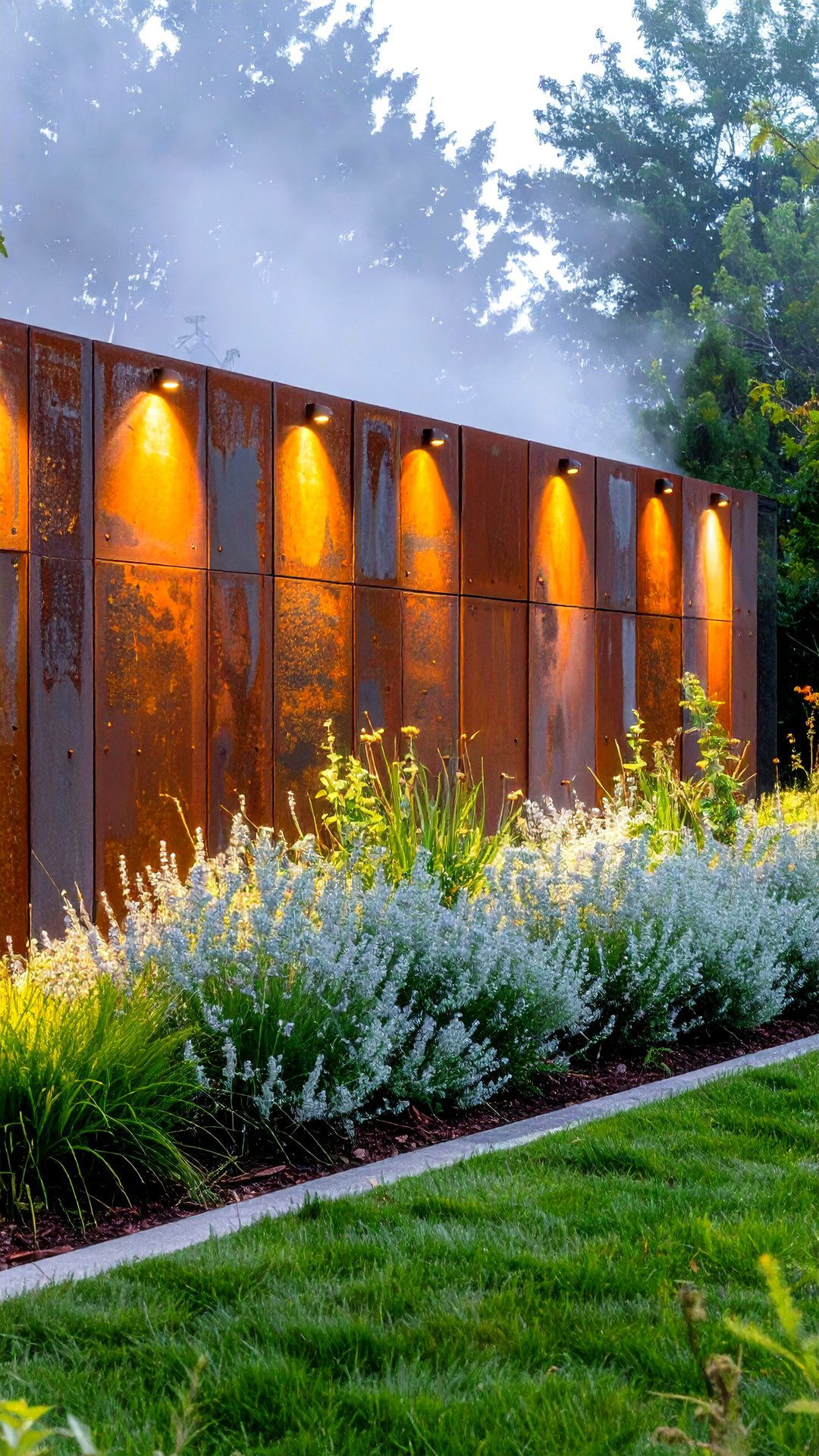 Corten Steel Garden Wall for Industrial Warmth - 25 garden wall ideas