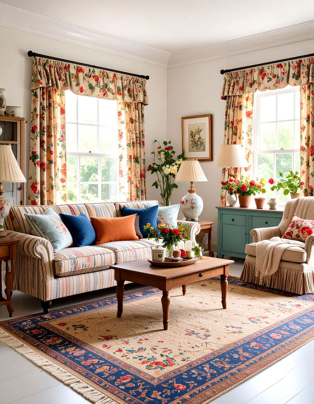 Cottage Chintz Layers Warm s Interior Design Living Rooms - 25 1990s interior design ideas