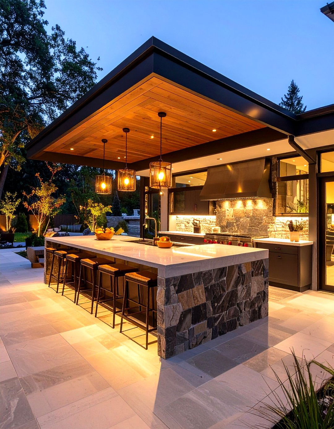 Countertop Overhang with Bar Seating - 25 outdoor kitchen countertop ideas