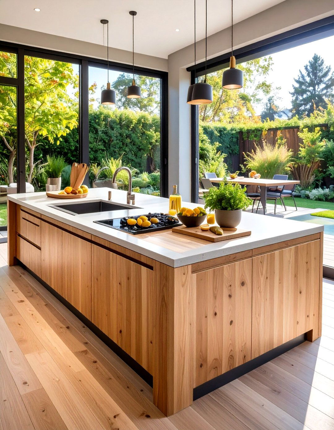 Countertop with Integrated Cutting Board Insert - 25 outdoor kitchen countertop ideas