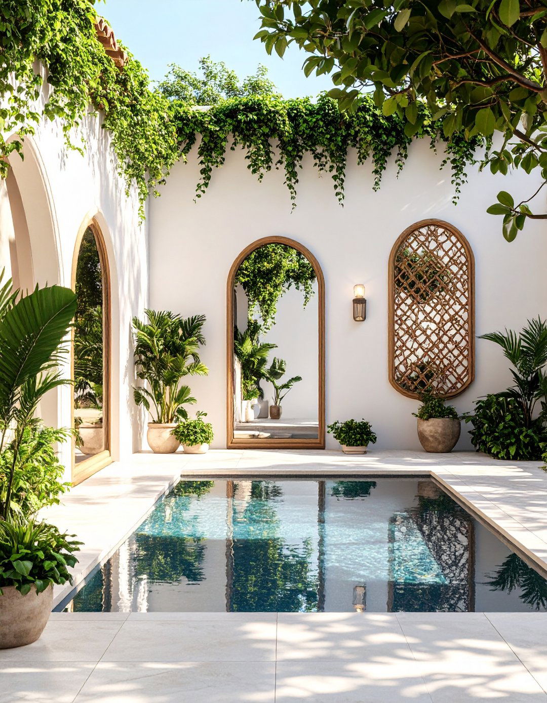 Courtyard Mirrors for Space Illusion - 25 courtyard ideas