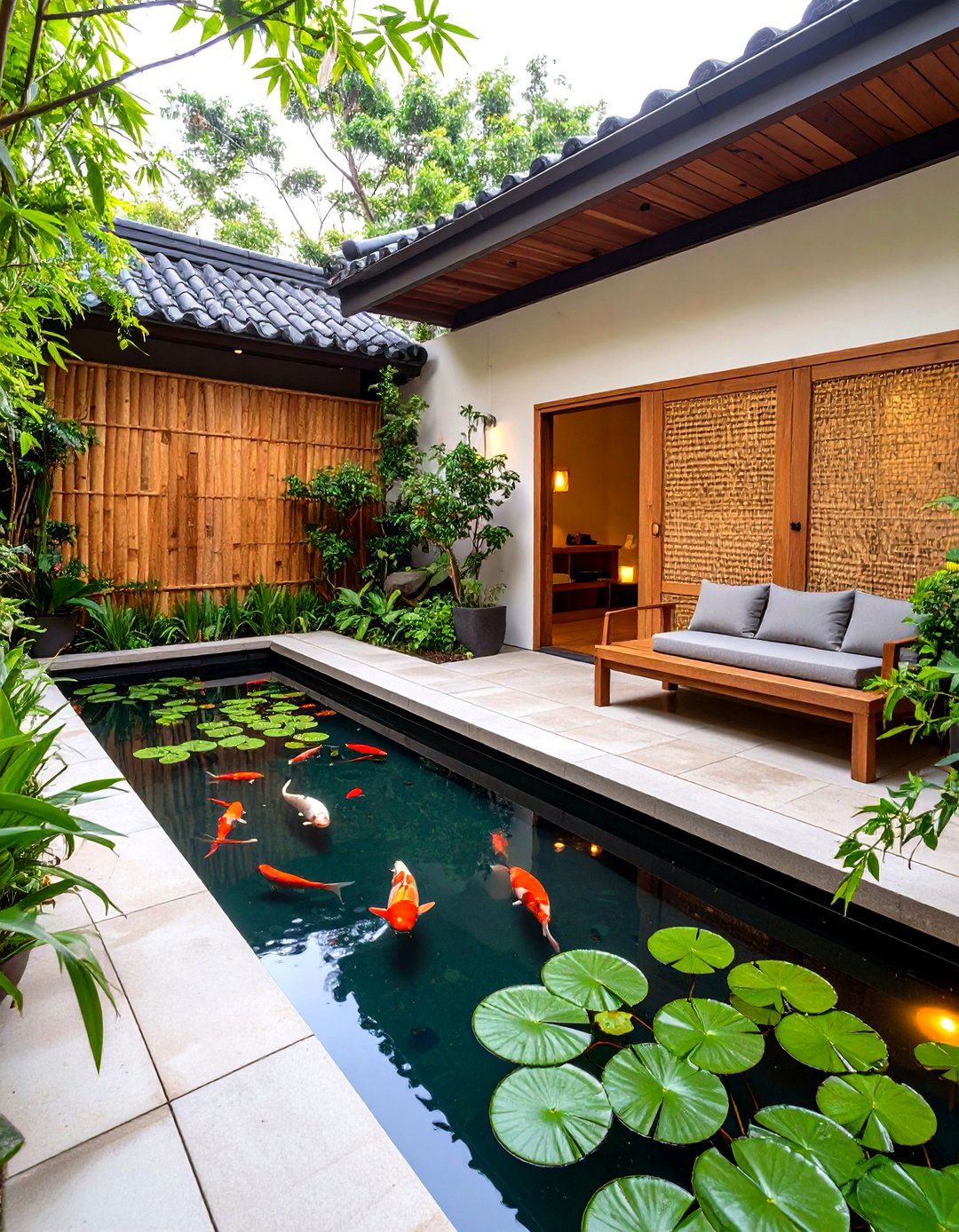 Courtyard Sized Koi Pond Oasis - 25 koi pond ideas
