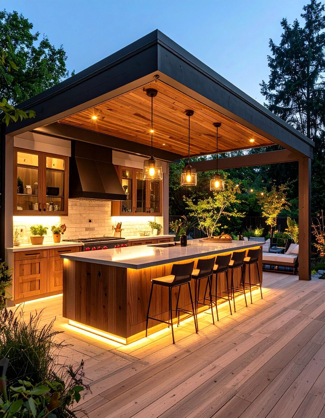 Covered Patio Kitchens with Ambient Lighting - 25 outdoor kitchen designs