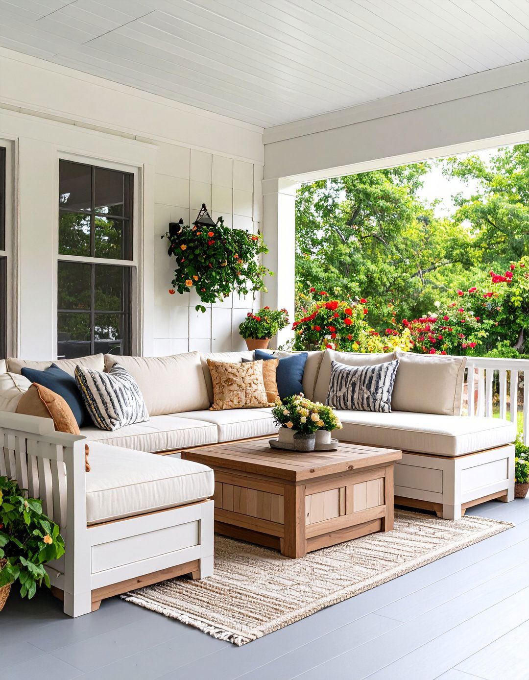 Covered Porch with Built In Storage Benches - 25 covered porch ideas