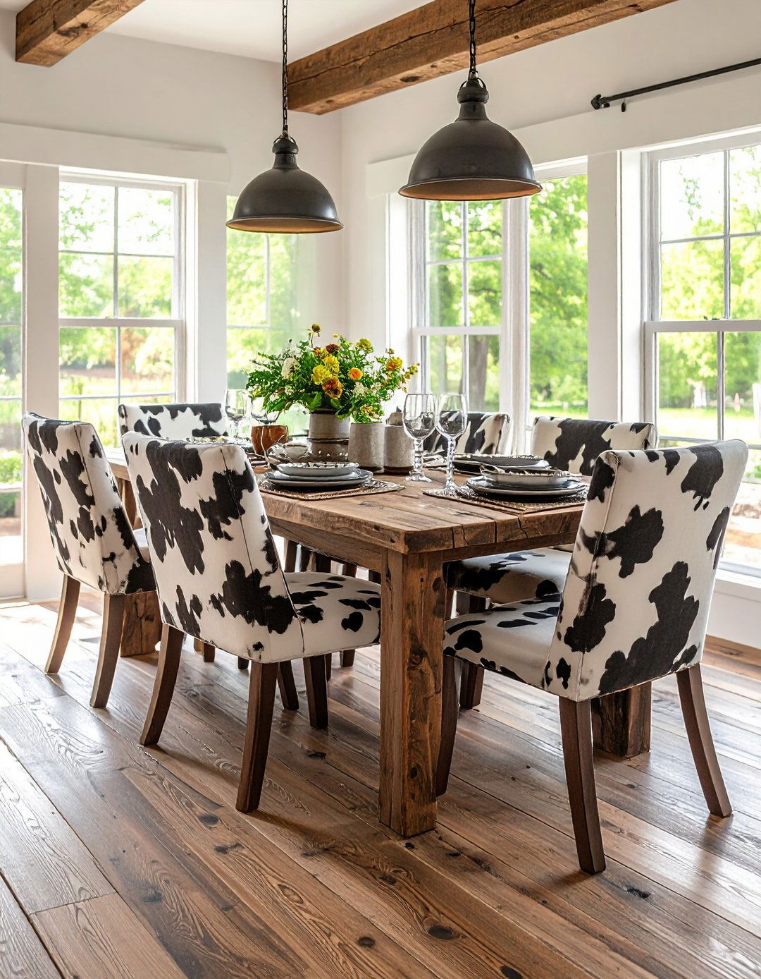 Cow Print Dining Chairs or Placemats - 25 cow print room decor ideas