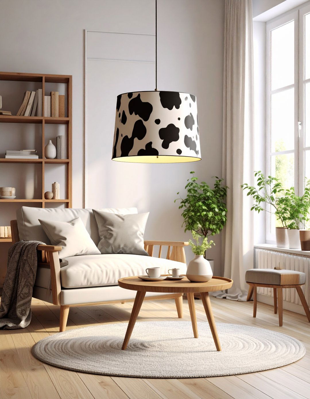 Cow Print Lampshade for Subtle Whimsy - 25 cow print room decor ideas