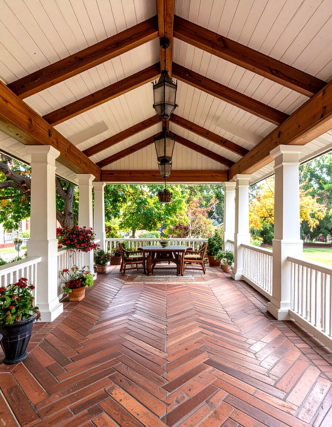 Craftsman Detail Open Gable Porch Highlighting Tapered Columns - 25 open gable porch ideas
