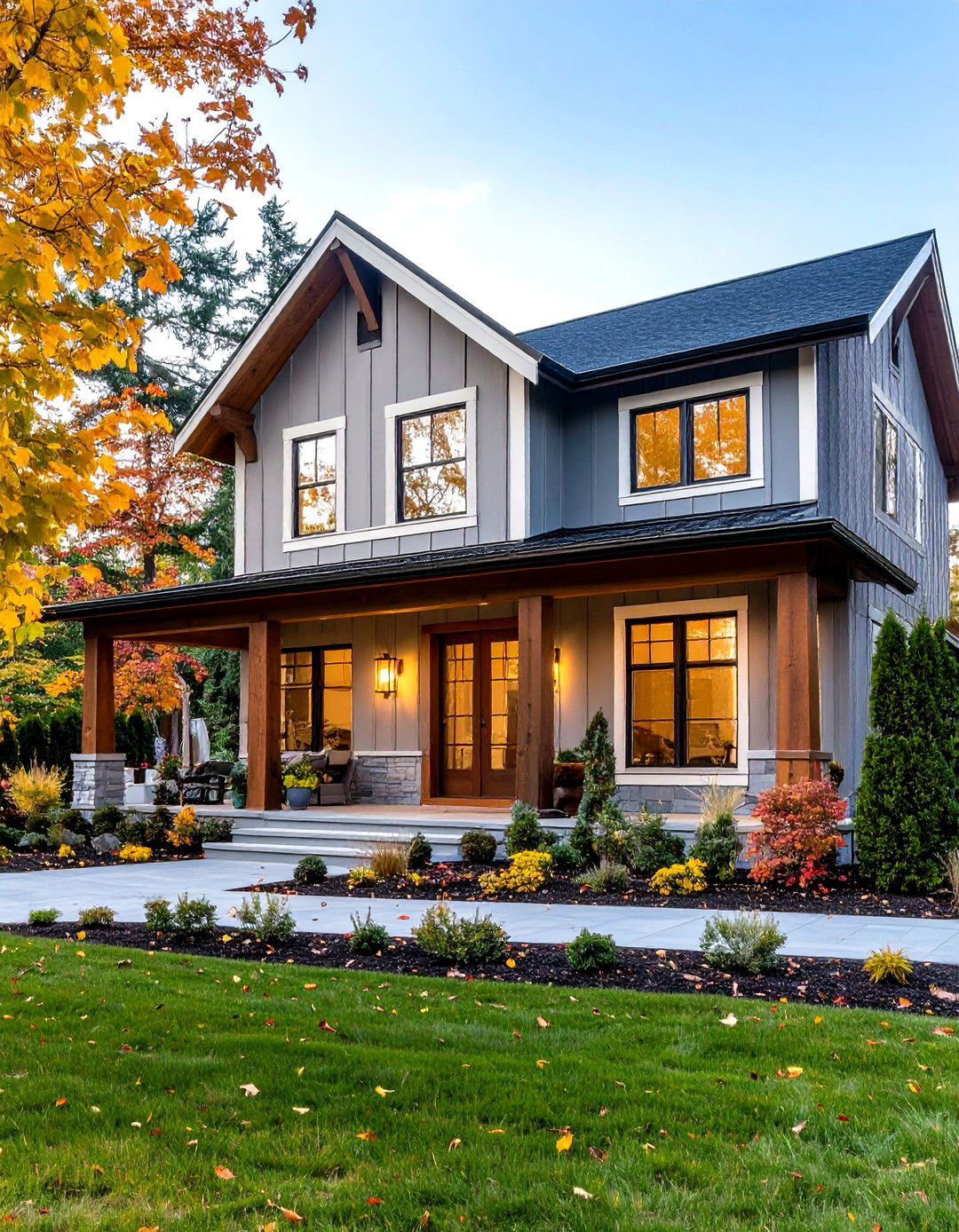 Cream and Natural Wood Modernize Farmhouses - 25 exterior house colors & inspiration