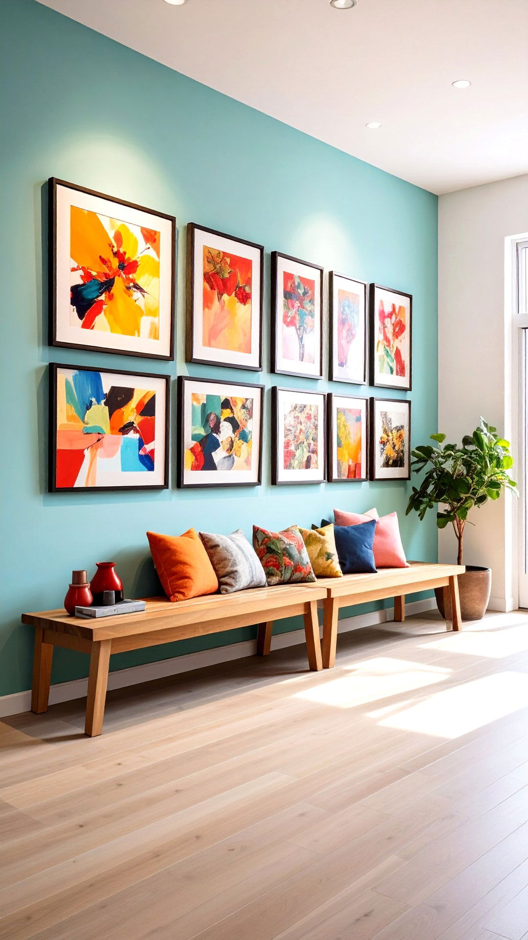 Create a Corner Gallery Wall to Drive Asymmetrical Balance - 25 asymmetrical balance interior design ideas