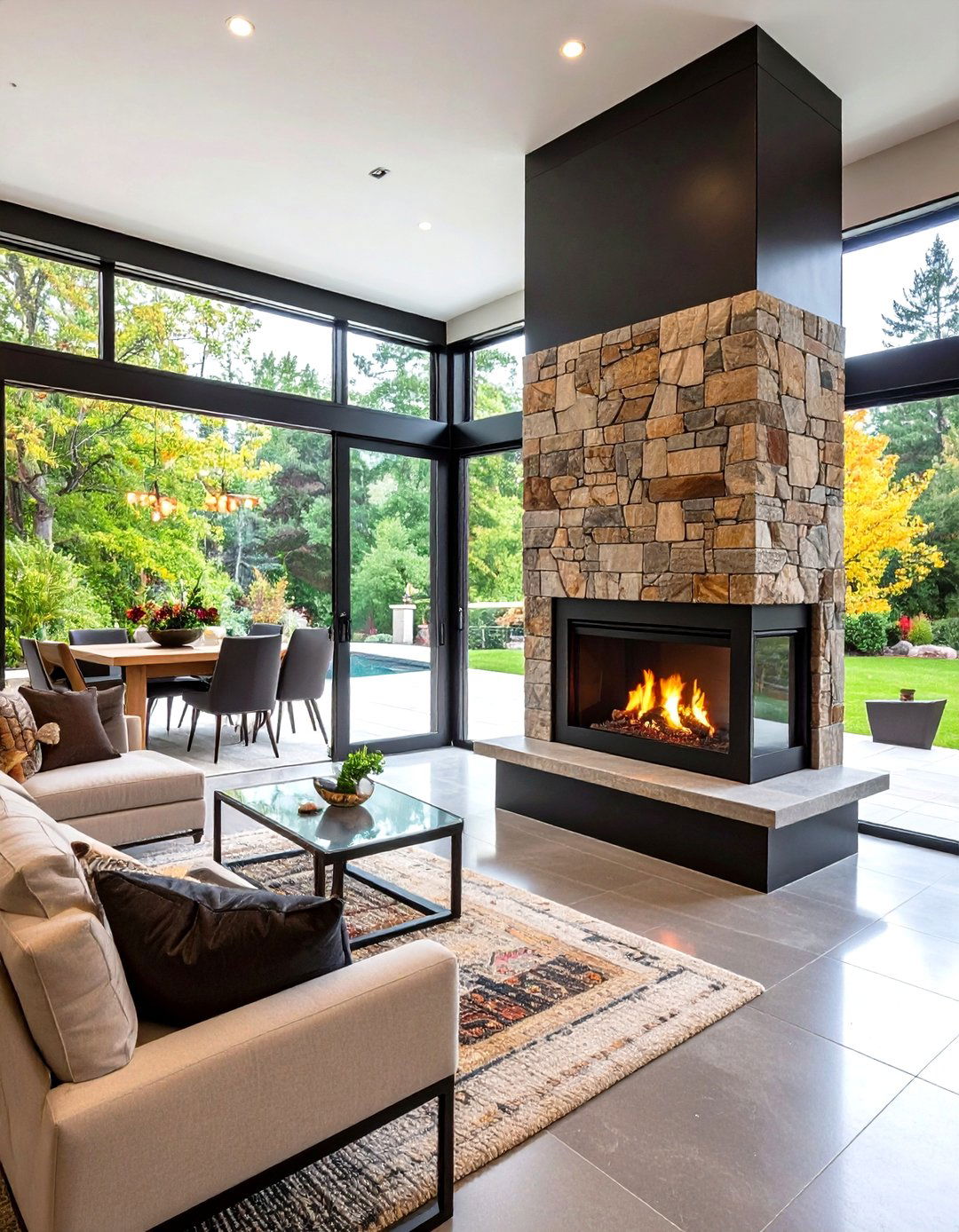 Create a Double Sided Room Divider - 25 off-center fireplace ideas