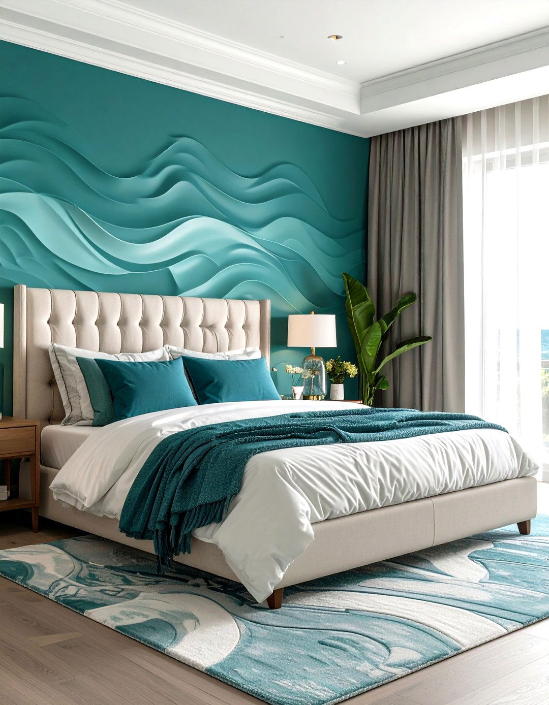 Create a Subtle Wave Accent Wall - 25 ocean-themed bedroom ideas