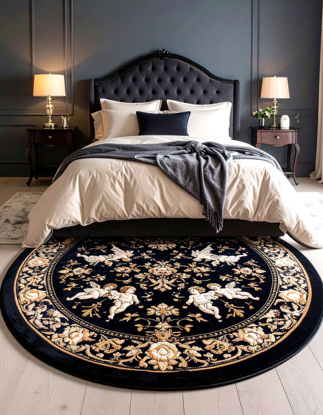 Cupid Cherub Rug with Dark Outlines - 25 pastel goth bedroom ideas