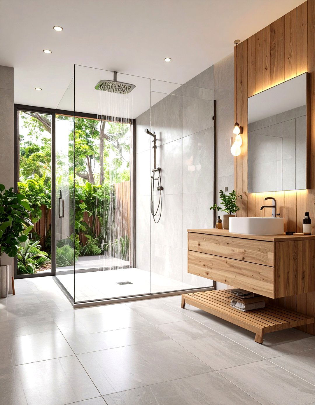 Curbless Shower for Accessible Barndominium Bathroom Design - 25 barndominium bathroom ideas