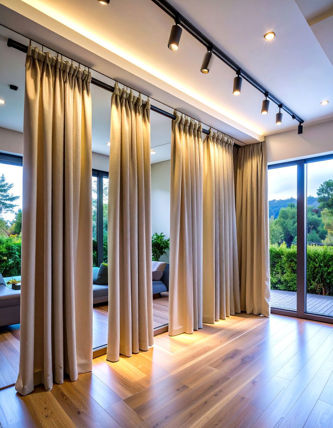 Curtain Divider Adds Privacy in an Office Guest Room - 25 office guest room ideas