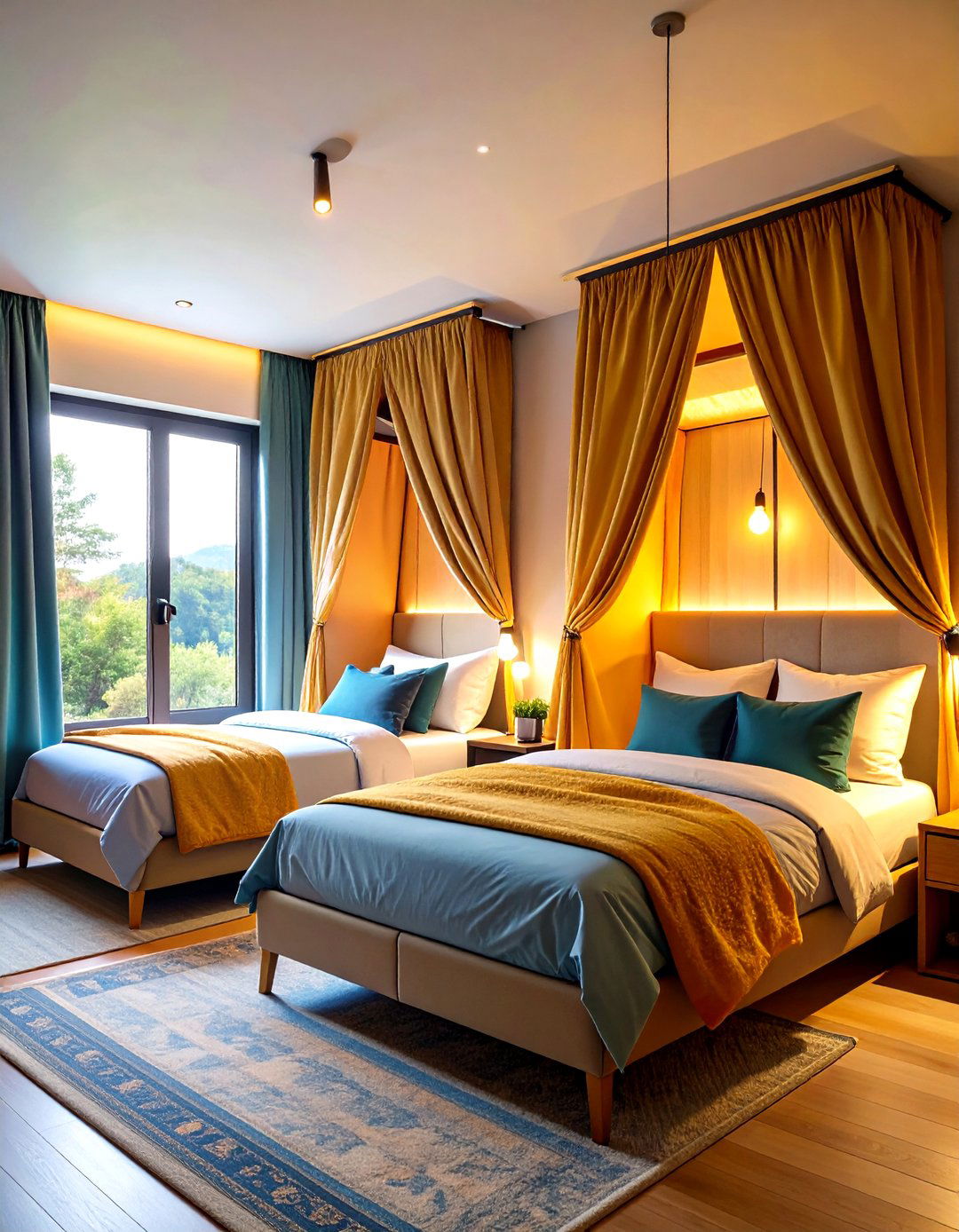 Curtain Enclosed Bed Pods for Privacy - 25 2 beds in one small room ideas