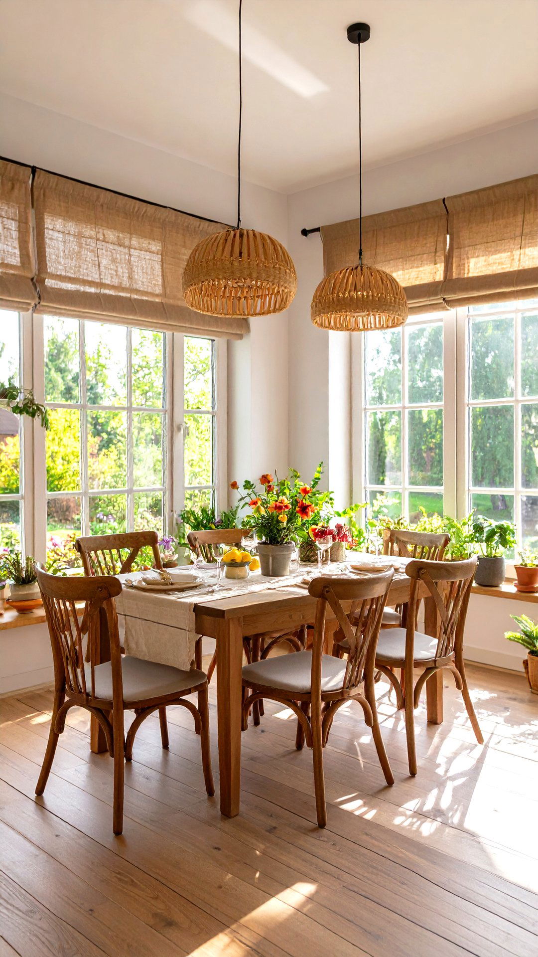 Curtain Free Windows for Sun Drenched Cottage Dining Rooms - 25 cottage dining room ideas