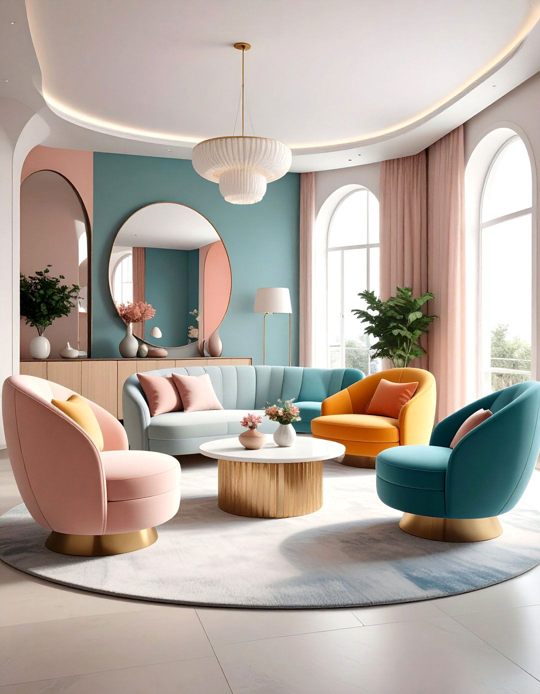 Curved Accents Soften Apartment Lines - 25 apartment decorating ideas