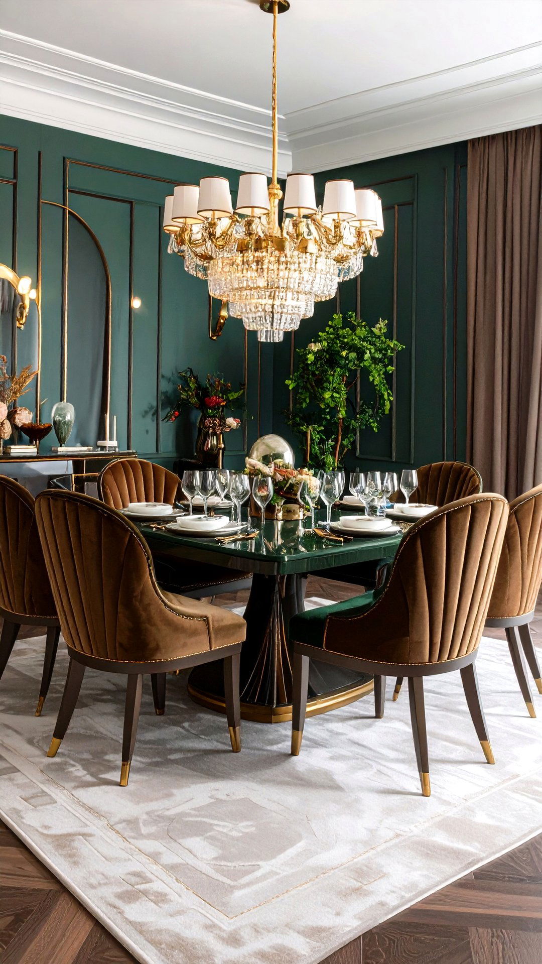 Curved Back Chairs Soften an Art Deco Dining Room - 25 art deco dining room ideas