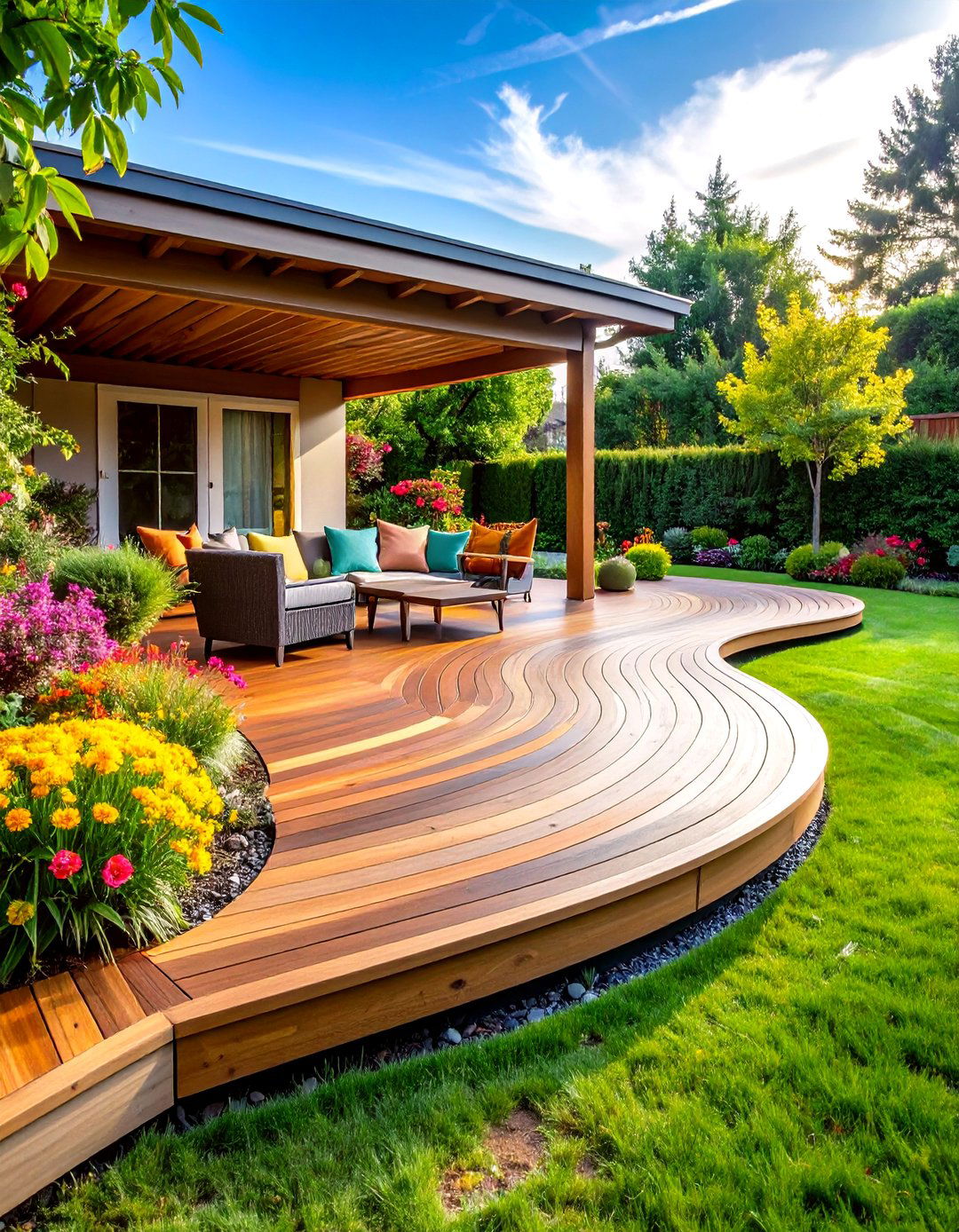 Curved Edge Patio Deck for Organic Flow - 25 patio deck ideas