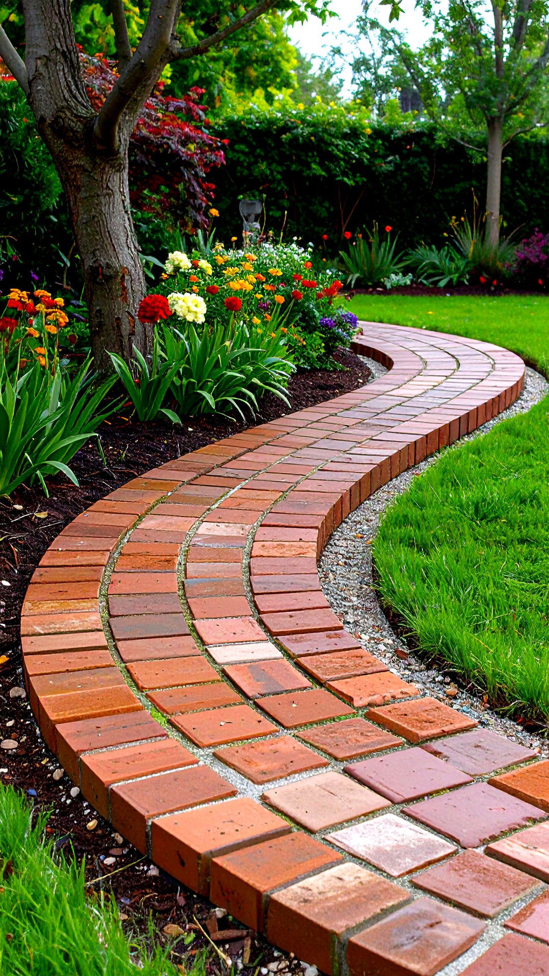 Curved Serpentine Brick Edging Line - 25 brick edging ideas