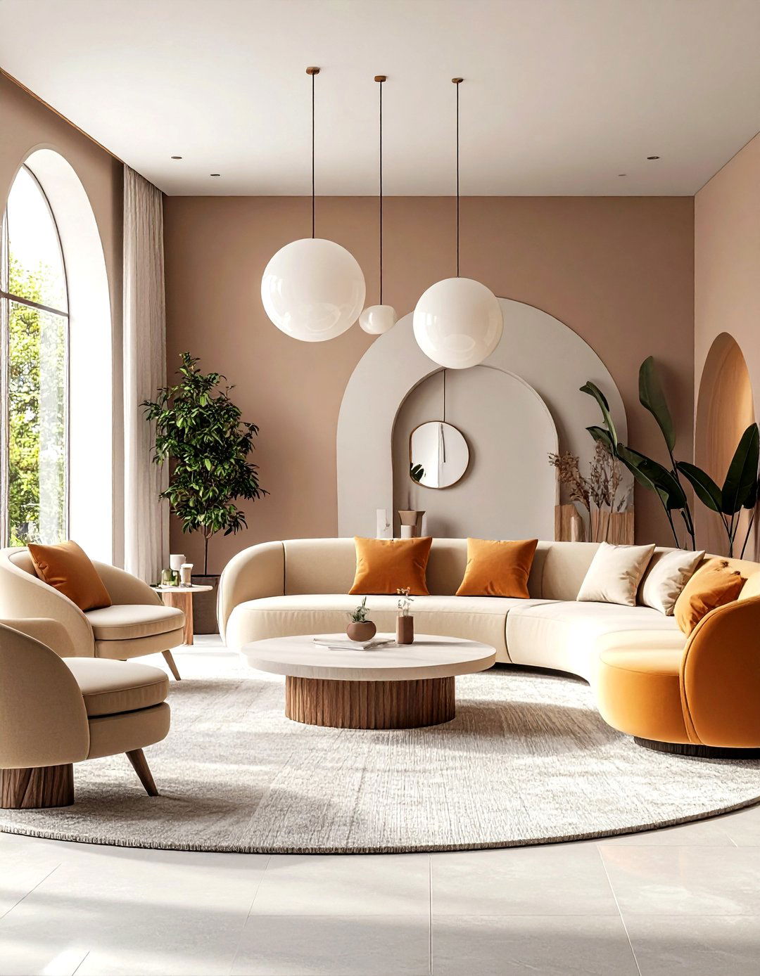 Curved Silhouettes Soften a Neutral Living Rooms Geometry - 25 neutral living room ideas