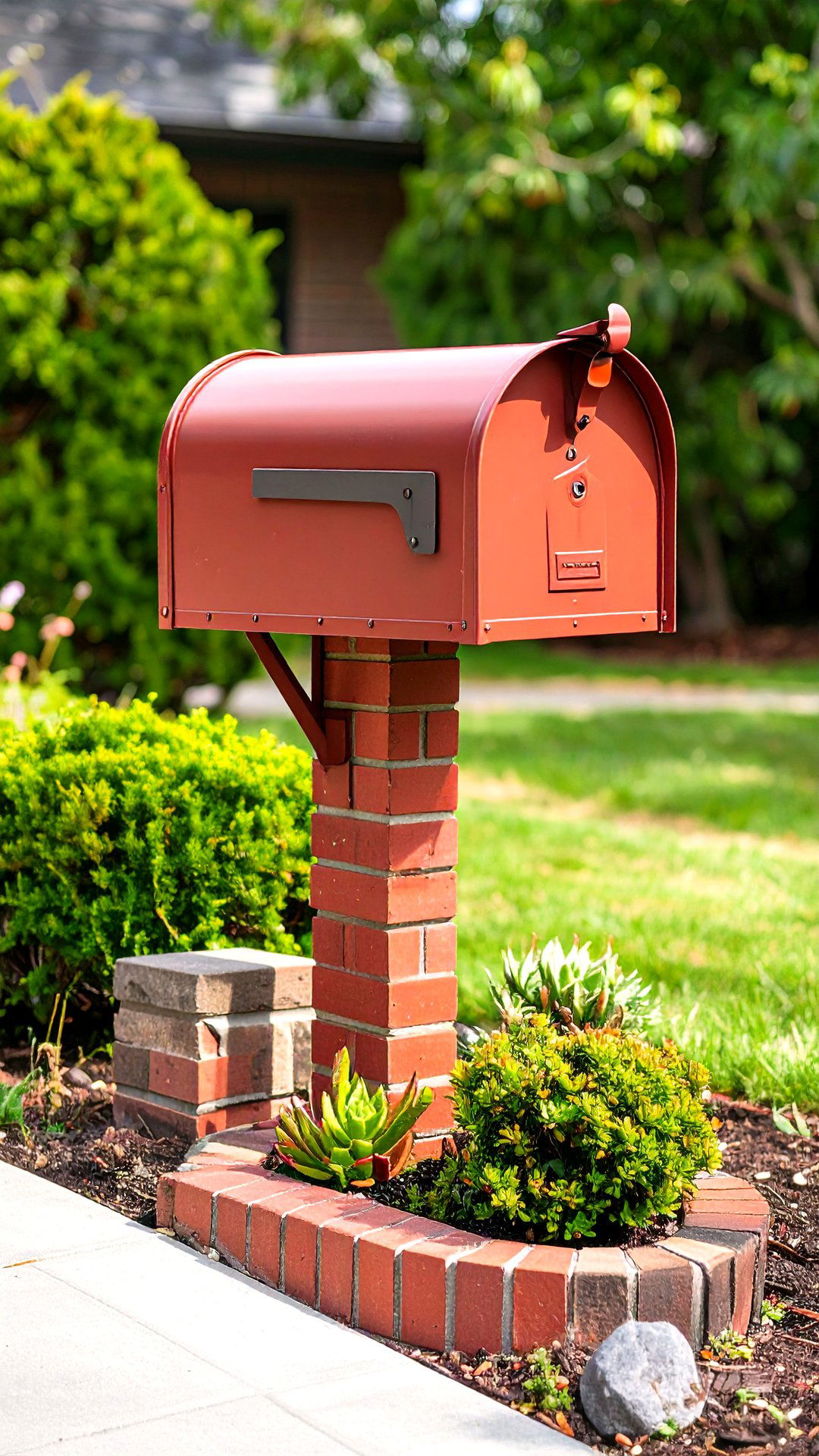 Curved Wall Brick Mailbox That Softens Driveway Edge - 25 brick mailbox ideas