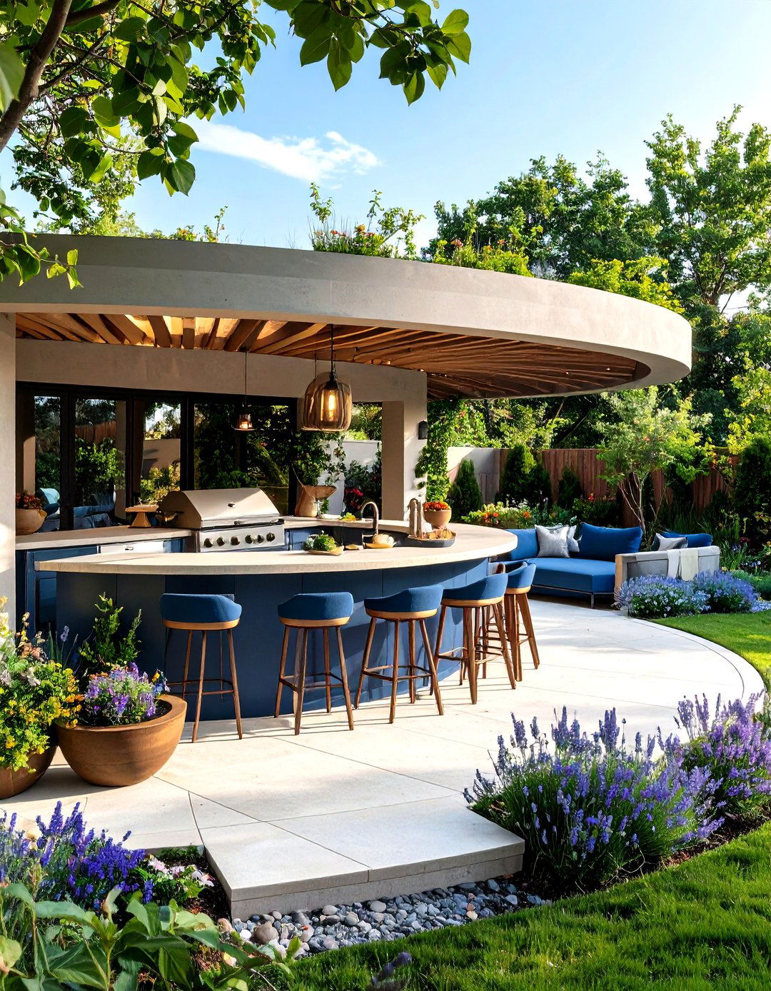Curved and Circular Outdoor Kitchen Layouts - 25 outdoor kitchen designs